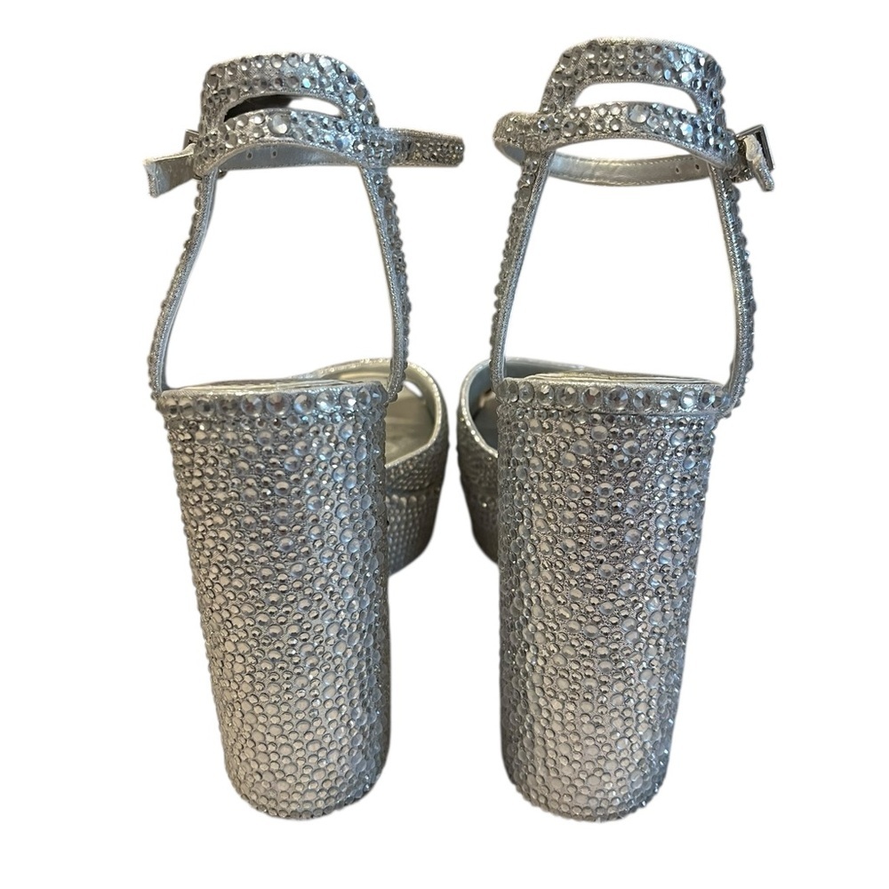 Gianni Bini Silver Rhinestone Platform Heels Size 7 1/2 - Picture 3 of 4